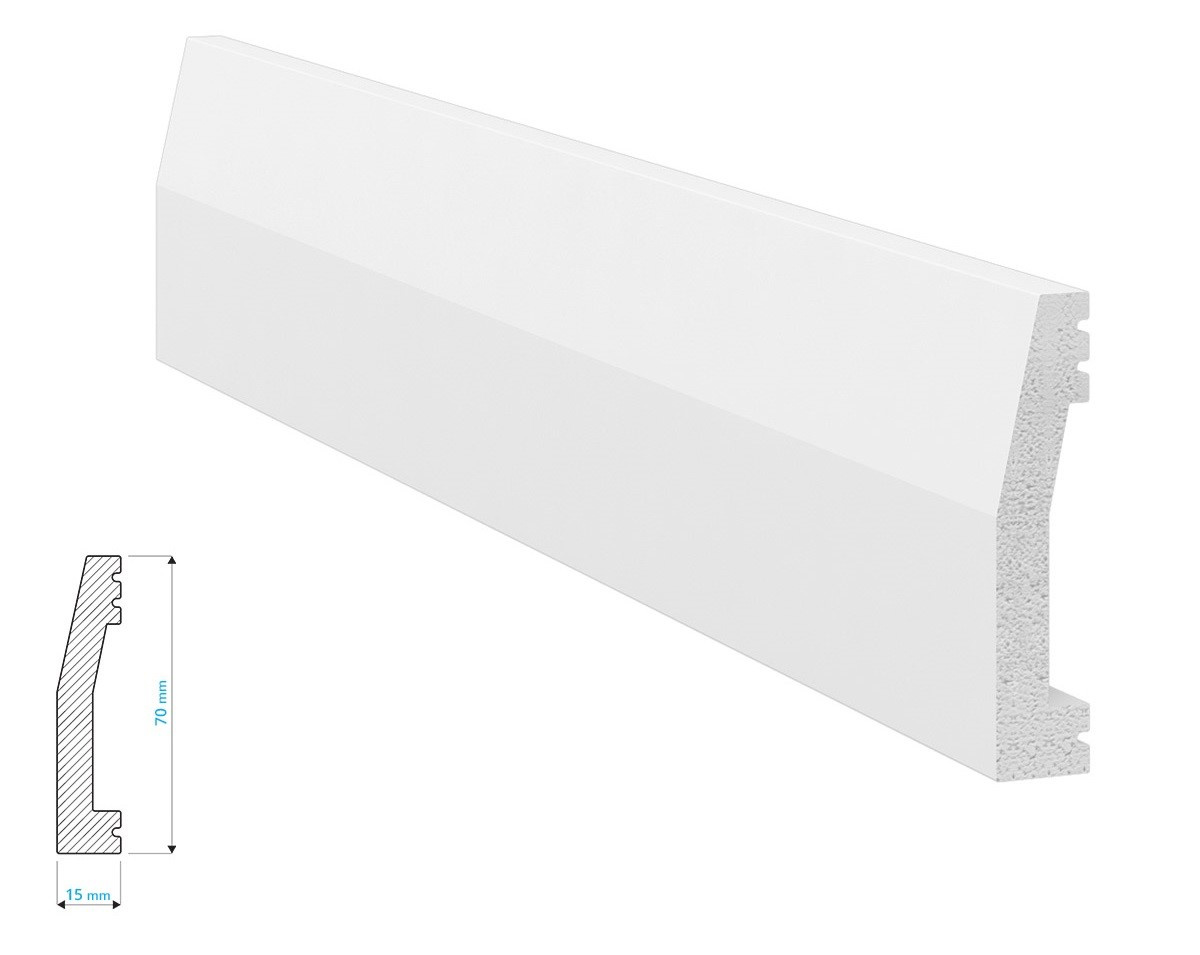 Listwa przypodłogowa i naścienna Krome PN7015 (240 cm x 7 cm x 1,5 cm) polistyren pokryty polimerem