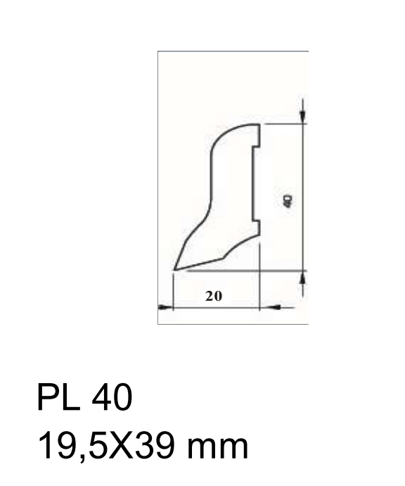 Drewniana listwa przypodłogowa lakierowana PL40 (240 cm x 3.9 cm x 1,9 cm) DĄB EUROPEJSKI
