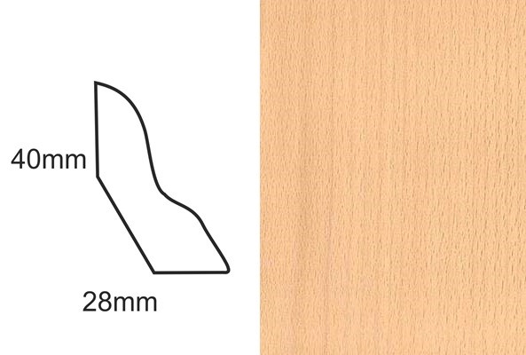 Listwa przypodłogowa fornirowana nielakierowana LP50 (240 cm x 4 cm x 2,8 cm) buk