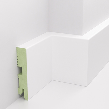 PRÓBKA 20 CM - Listwa przypodłogowa lakierowana biała, MDF wilgocioodporny, DUO 8cm