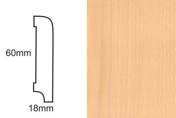 Listwa przypodłogowa fornirowana lakierowana CP60 (240 cm x 6 cm x 1,8 cm) buk