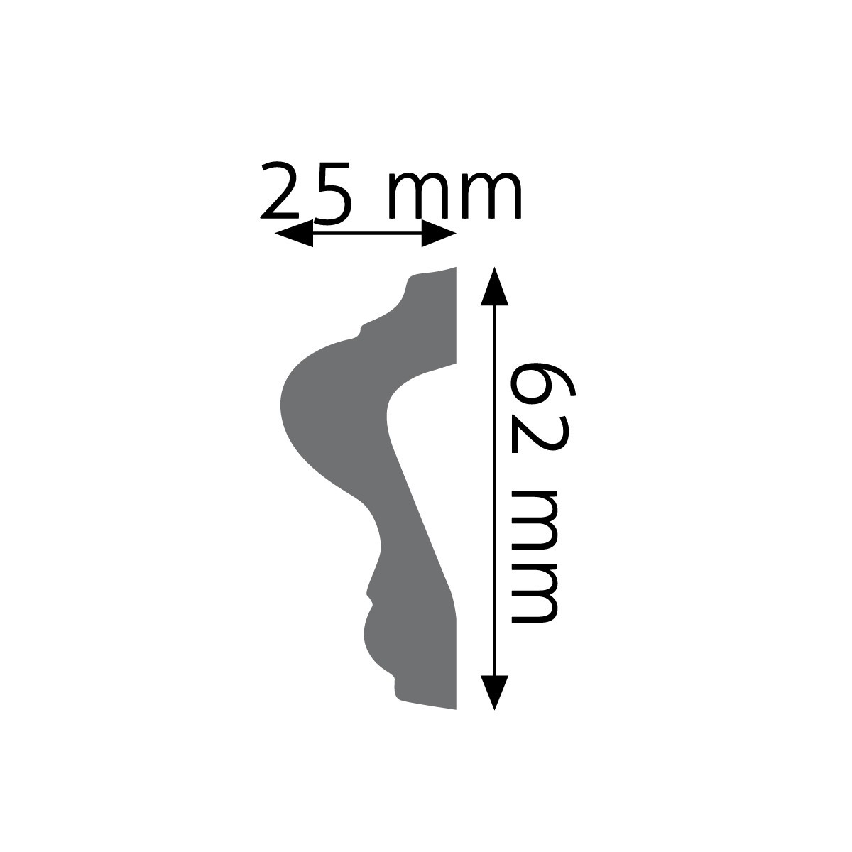 Listwa ścienna biała Creativa LNG-15, wym. 6.1 x 2.5 x 240 cm
