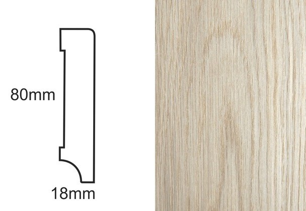 Listwa przypodłogowa fornirowana nielakierowana CP80 R3 (240 cm x 8 cm x 1,8 cm) dąb