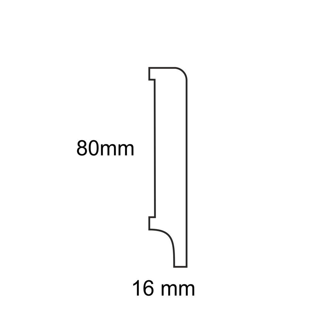Listwa przypodłogowa drewniana LAPIS 80 lakierowana (240 cm x 8 cm x 1,6 cm) drewno iglaste białe RAL 9003