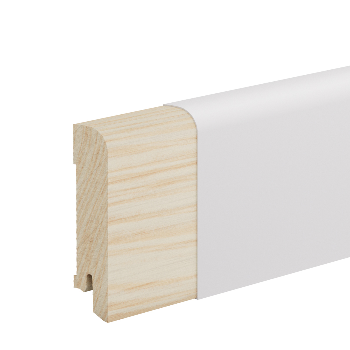 PRÓBKA 20 CM - Listwa przypodłogowa świerkowa 70x15 mm – biała Polyblend