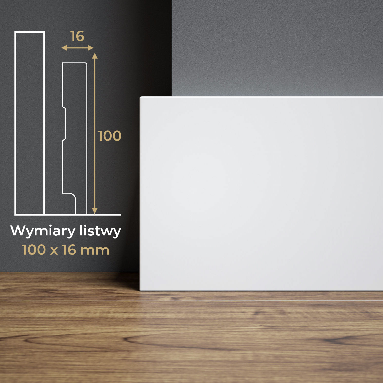 PRÓBKA 20 CM - Listwa przypodłogowa MDF lakierowana biała z wodoodporną powłoką PRIMA 10cm