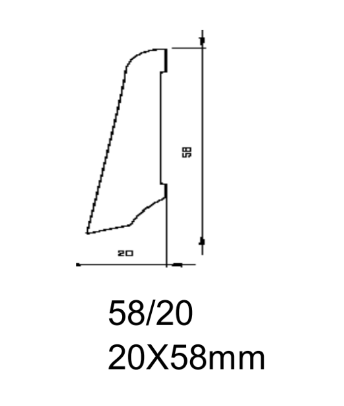 Drewniana listwa przypodłogowa lakierowana 58/20  (240 cm x 5,8 cm x 2 cm) Buk Jasny