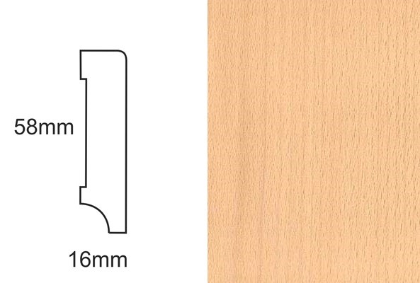 Listwa przypodłogowa fornirowana nielakierowana CP58 (240 cm x 5,8 cm x 1,6 cm) buk