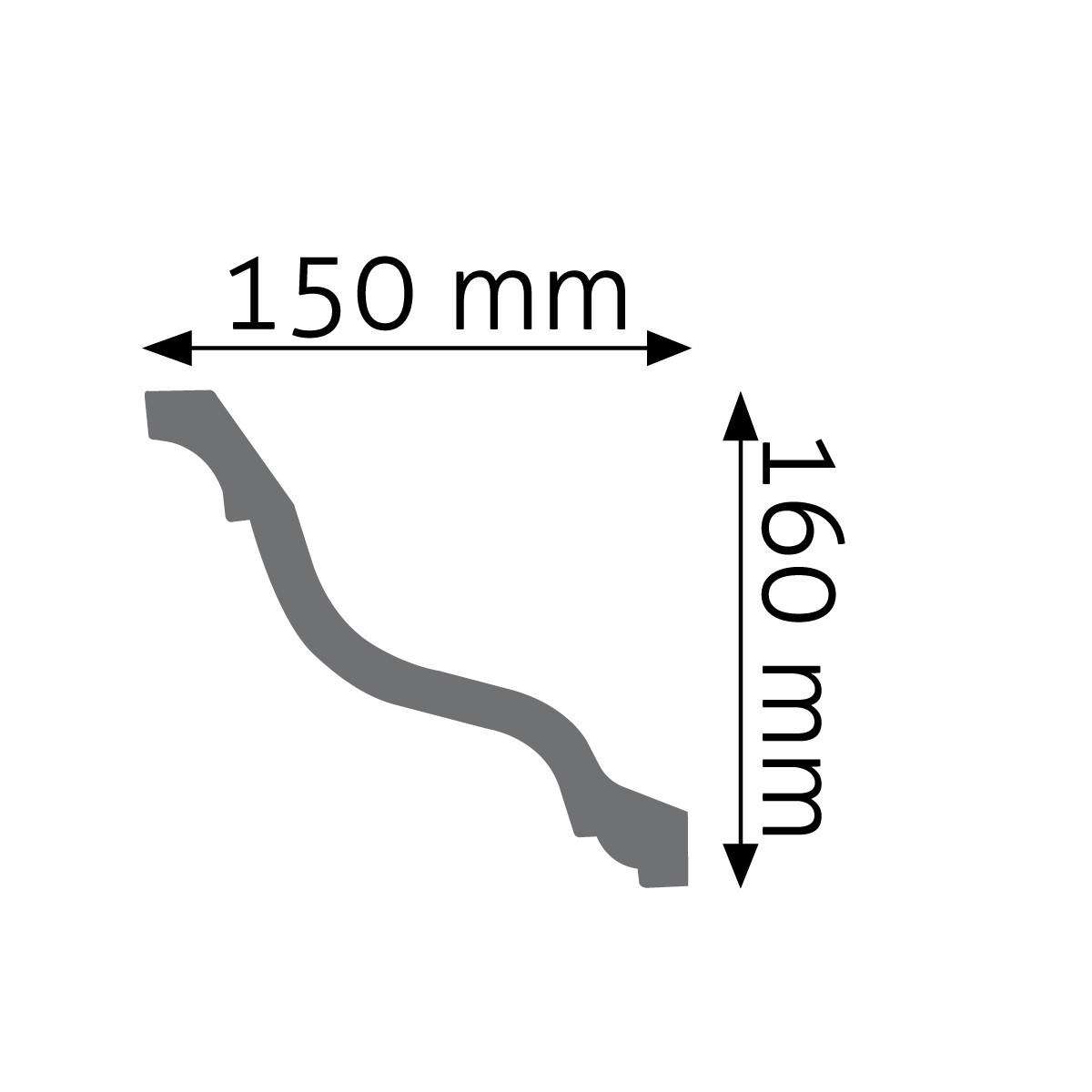 Listwa gzymsowa gładka Creativa LGG-30, wym. 16 x 15 x 240 cm