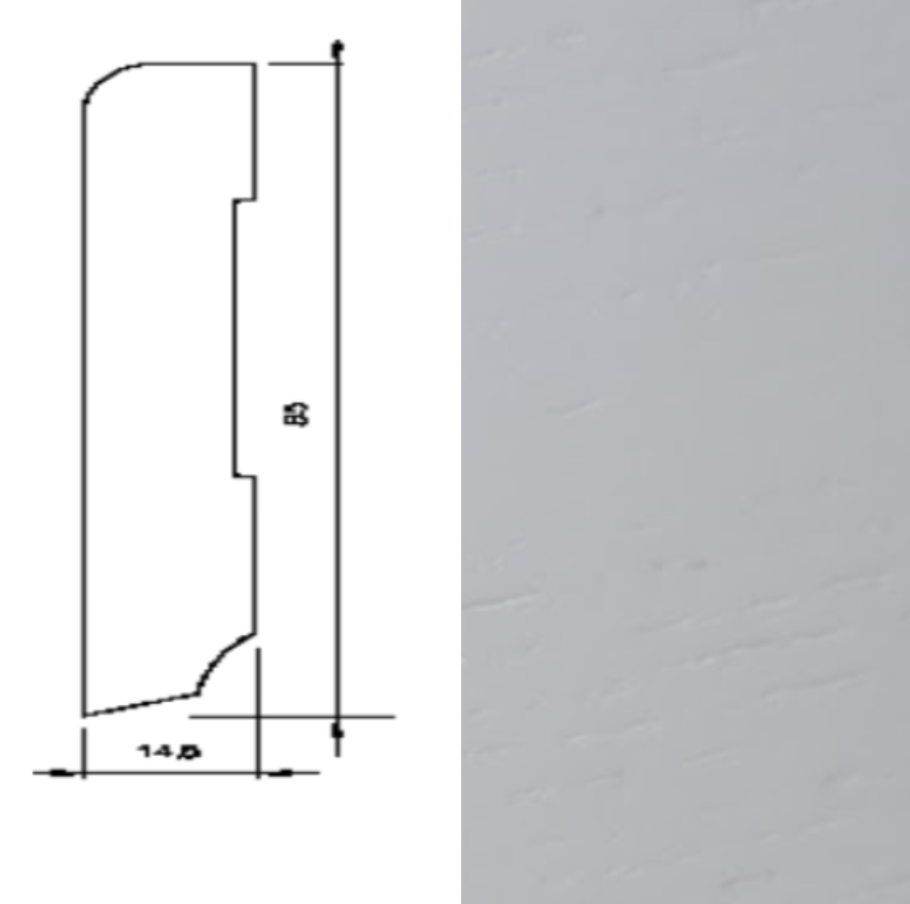 Listwa przypodłogowa biała drewno lakierowane 60/16 (240 cm x 6 cm x 1,5 cm)