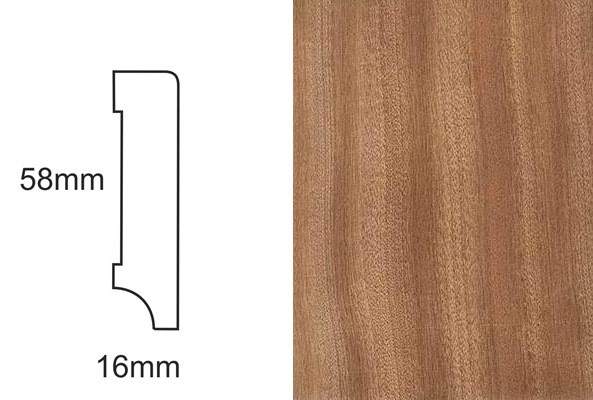 Listwa przypodłogowa fornirowana lakierowana CP58 Sapella (240 cm x 5,8 cm x 1,6 cm)