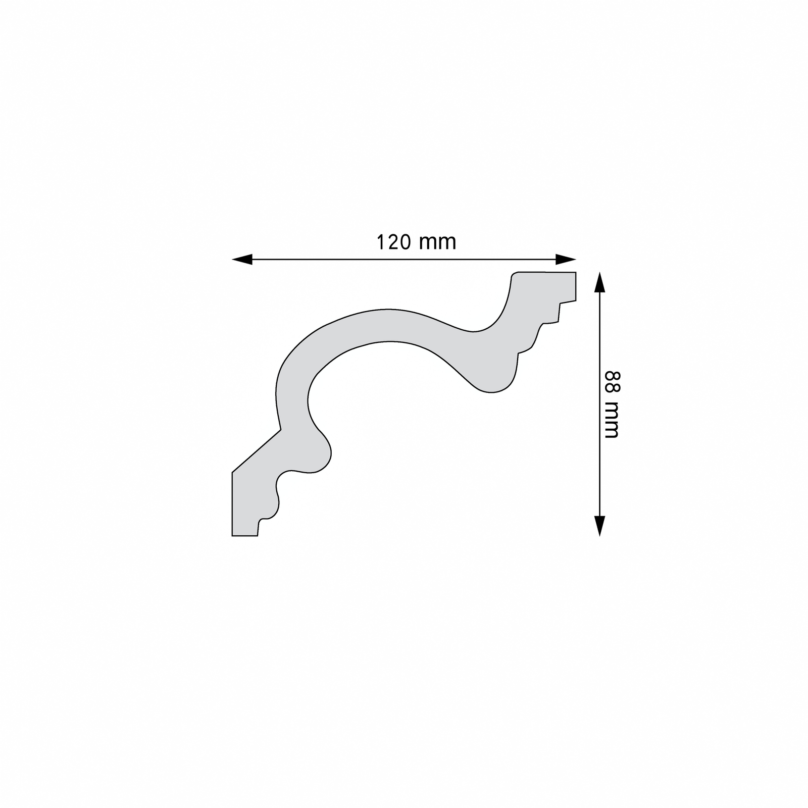 Listwa gzymsowa gładka Creativa LGG-46, wym. 12 x 8.8 x 240 cm