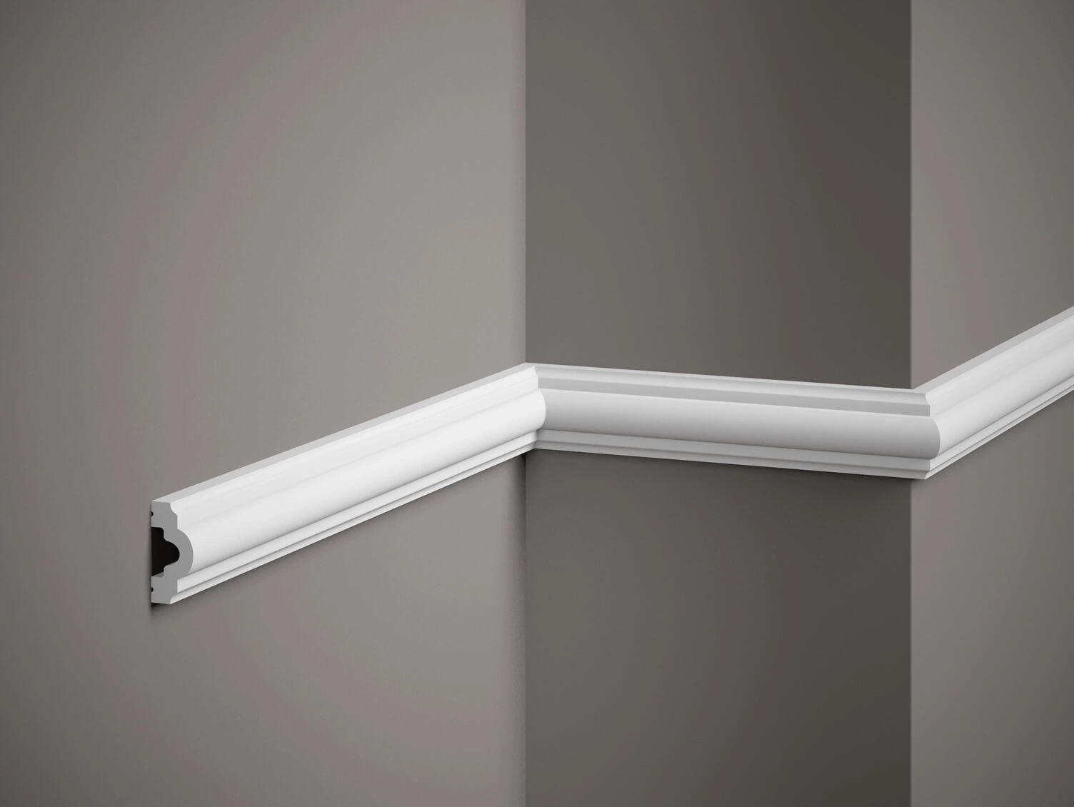 MD002 Listwa ścienna biała wym. 200 x 1.8 x 4 cm, z PolyForce