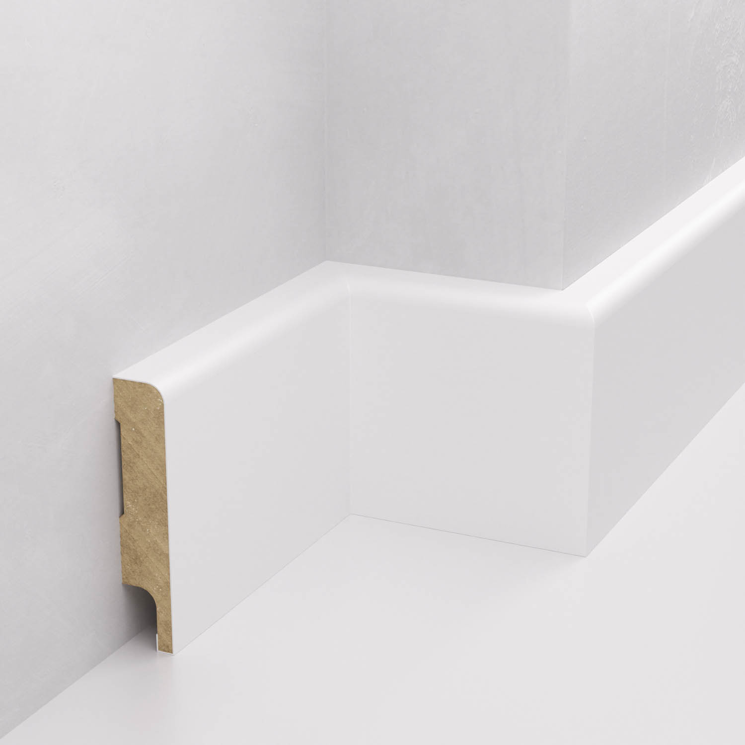 PRÓBKA 20 CM - Listwa przypodłogowa MDF lakierowana biała z wodoodporną powłoką TRIO SLIM 6cm