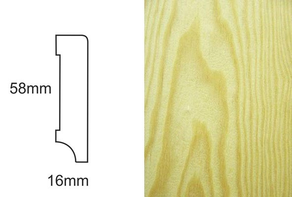 Listwa przypodłogowa fornirowana lakierowana CP58 Sosna (240 cm x 5,8 cm x 1,6 cm)