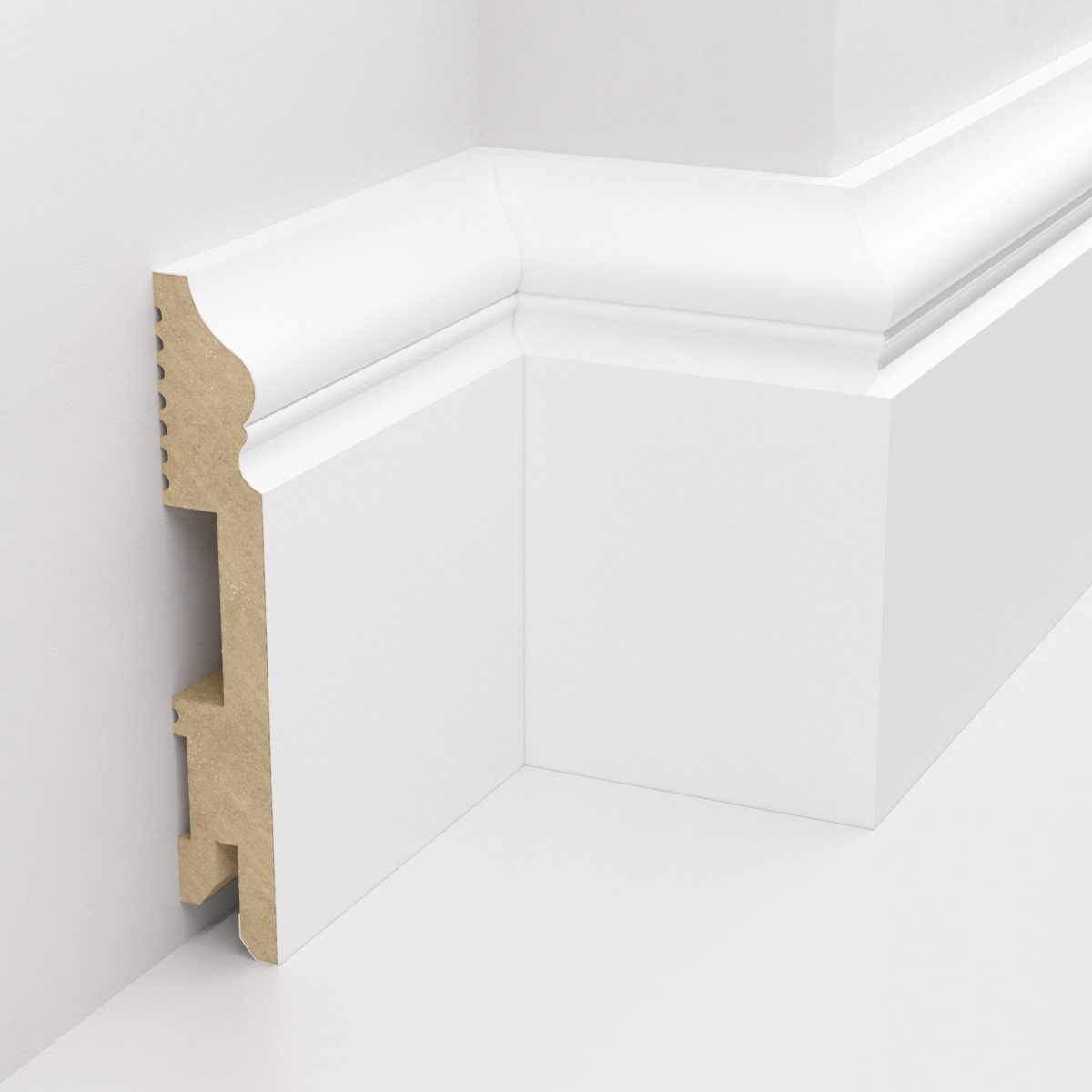 PRÓBKA 20 CM - Listwa przypodłogowa MDF lakierowana biała ROYAL 10cm