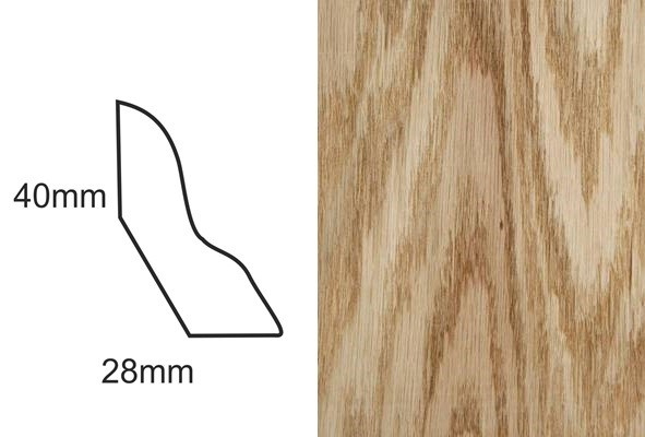 Listwa przypodłogowa fornirowana nielakierowana LP50 (240 cm x 4 cm x 2,8 cm) dąb czerwony