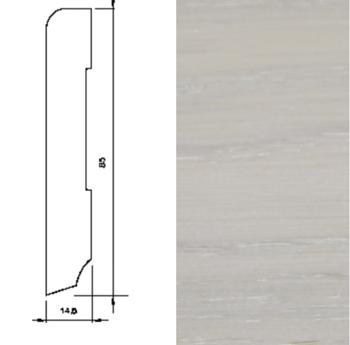 Drewniana listwa przypodłogowa lakierowana 95/15 (240 cm x 9,5 cm x 1,5 cm) Dąb Biały lakier