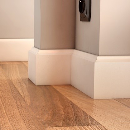 Listwa przypodłogowa MDF Plus F1 biała lakierowana półmat (262 cm x 10 cm x 1,6 cm) wilgocioodporna