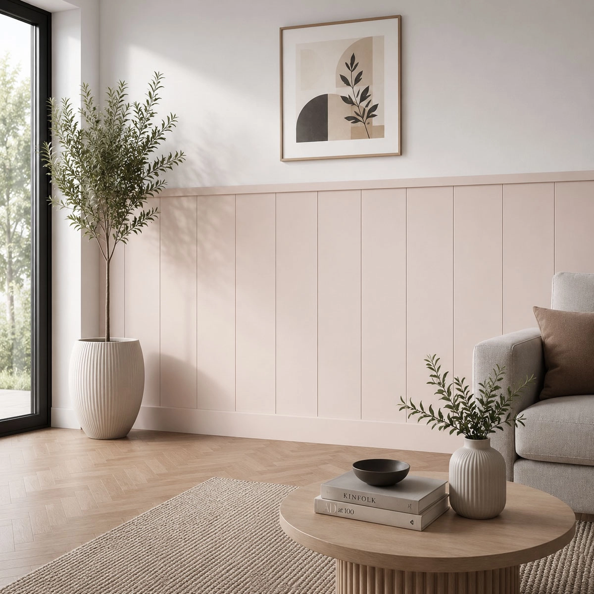 Inspiracja aranżacyjna: boazeria kaszmirowa LOFT w jasnym przedpokoju.