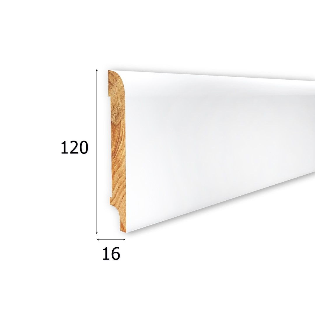 Listwa przypodłogowa drewniana lakierowana OPAL120 (240 cm x 12 cm x 1,6 cm) iglaste