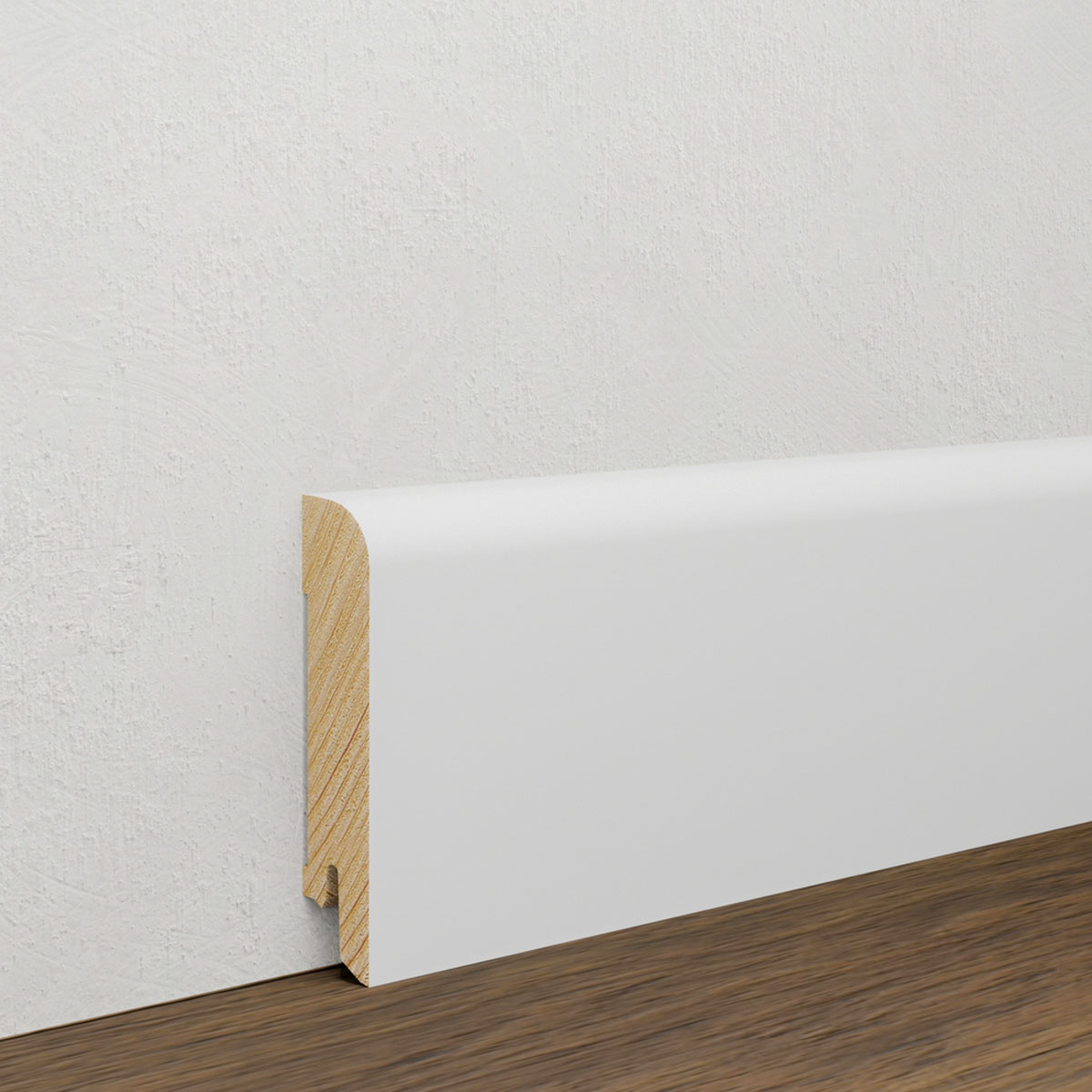 Listwa przypodłogowa świerkowa Premium 70x15 mm – biała, powłoka Polyblend