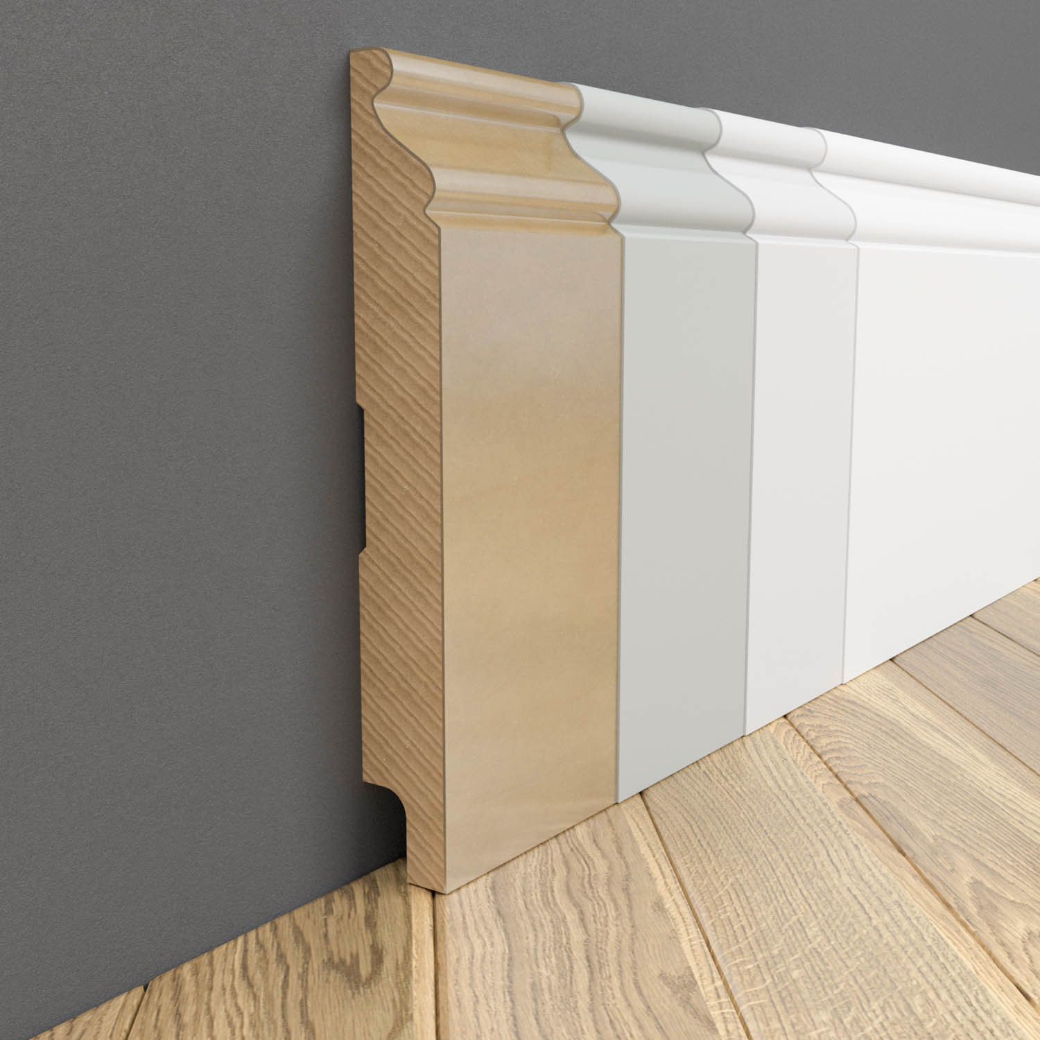 PRÓBKA 20 CM - Listwa przypodłogowa MDF lakierowana biała z wodoodporną powłoką MODERNA 12cm