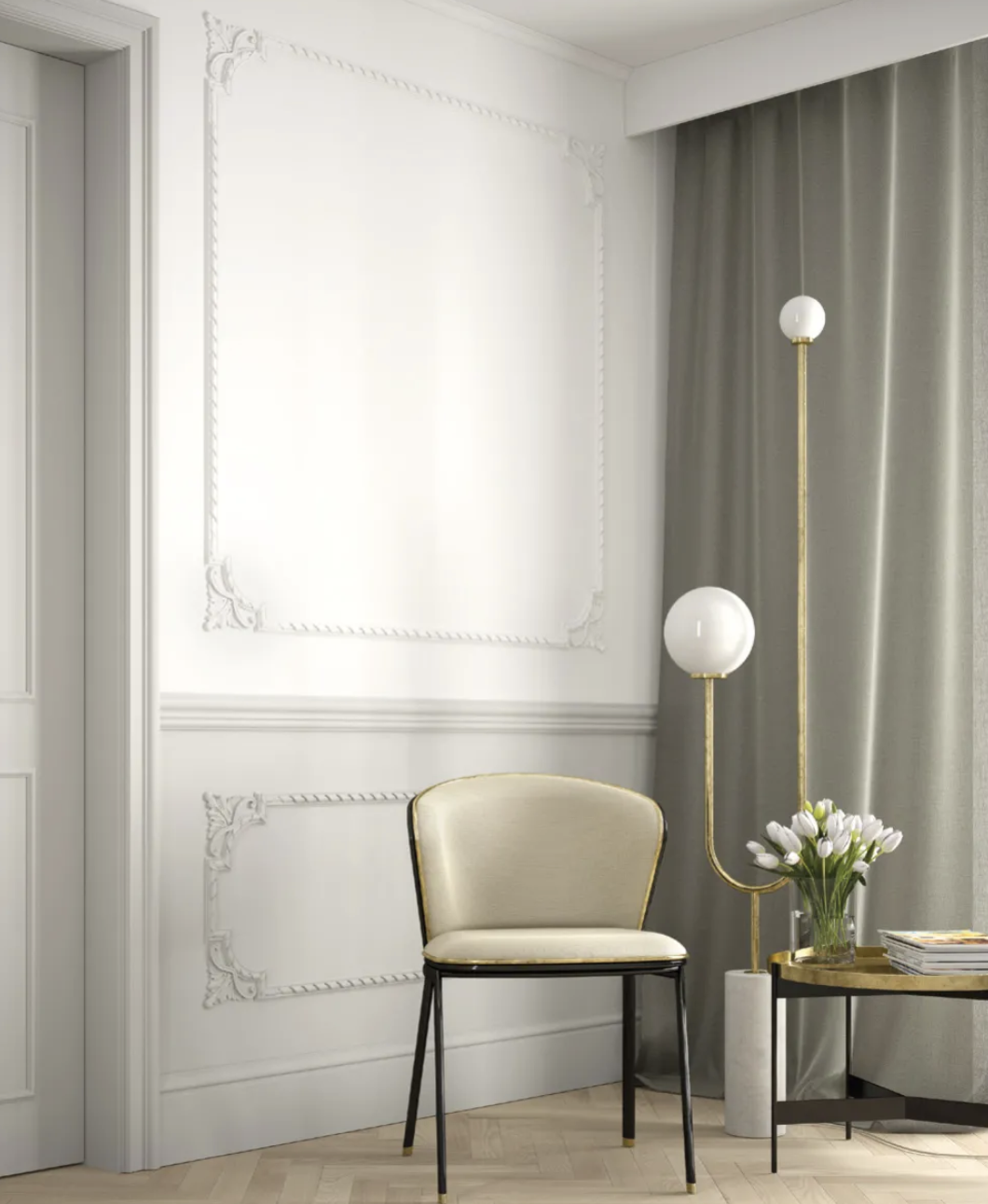 Maskownica karnisza biała QL036H wym. 300 x 4.16 x 14,8 cm, z PolyForce