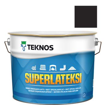 Teknos Superlateksi, matowa farba do boazerii i listew, pojemność 0,9 L, kolor czarny RAL9004