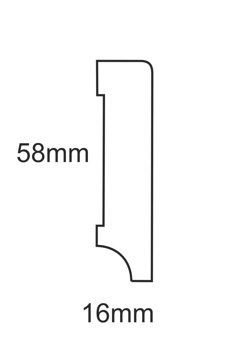 Listwa przypodłogowa fornirowana lakierowana CP58 Sapella (240 cm x 5,8 cm x 1,6 cm)