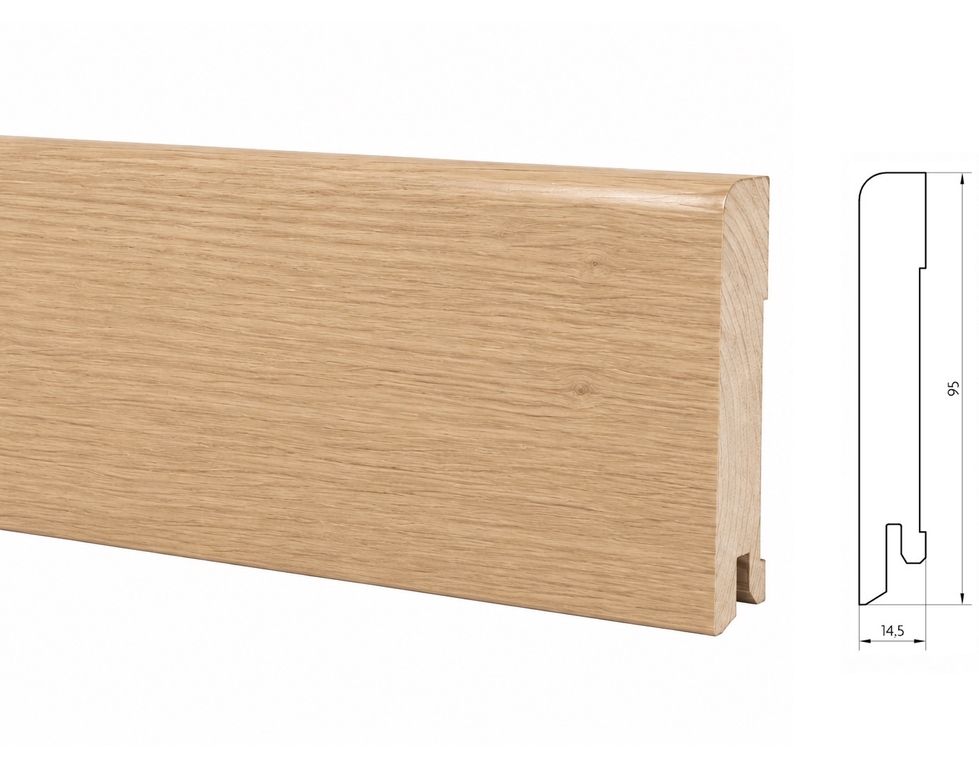 Listwa przypodłogowa drewniana 95x15 mm - dąb europejski lakierowany