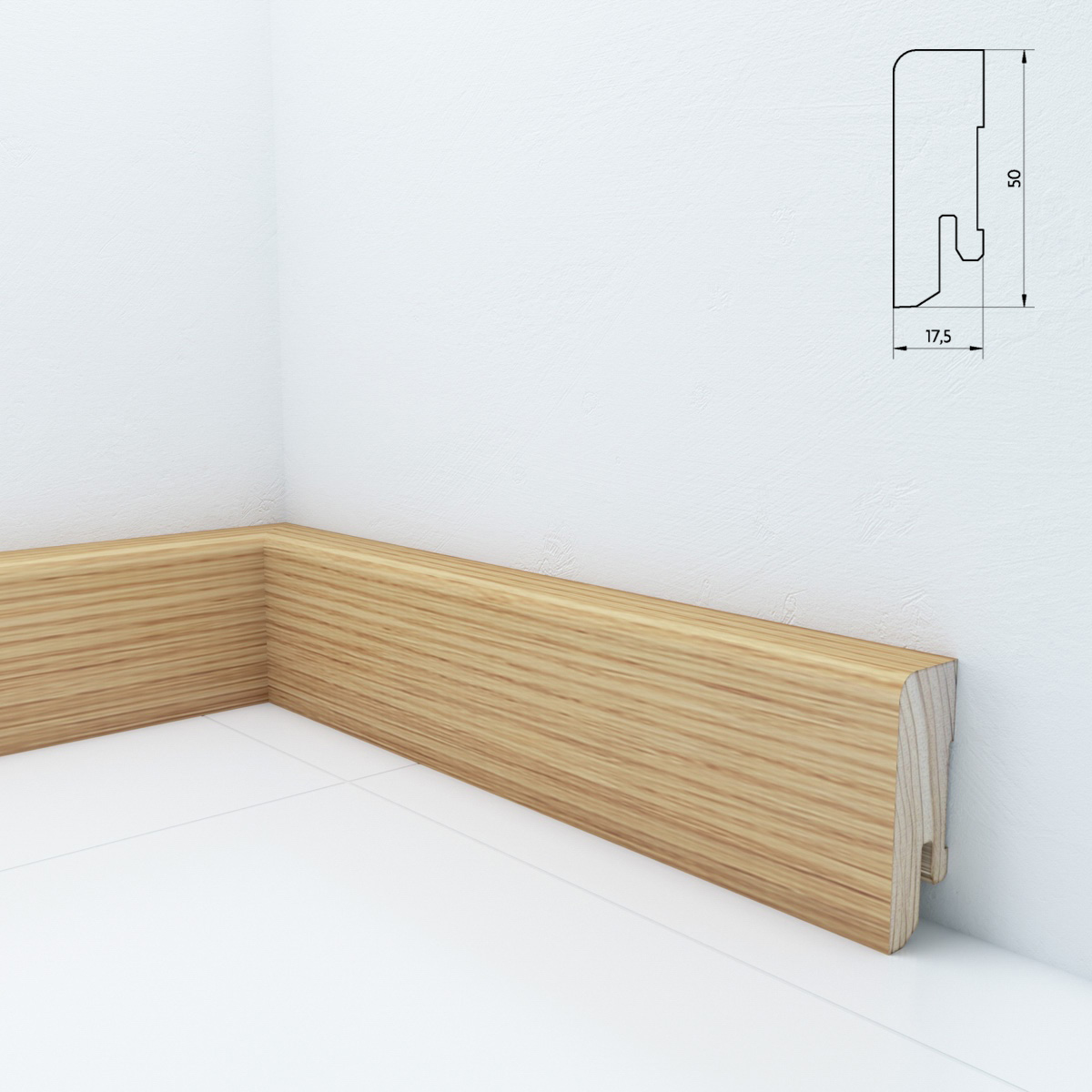 PRÓBKA 20 CM - Listwa przypodłogowa drewniana 50x18 mm Pedross - dąb lakierowany