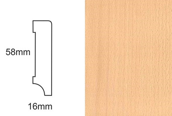 Listwa przypodłogowa fornirowana lakierowana CP58 (240 cm x 5,8 cm x 1,6 cm) buk