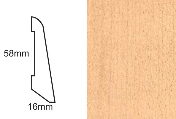 Listwa przypodłogowa fornirowana nielakierowana LS58 (240 cm x 5,8 cm x 1,6 cm) buk