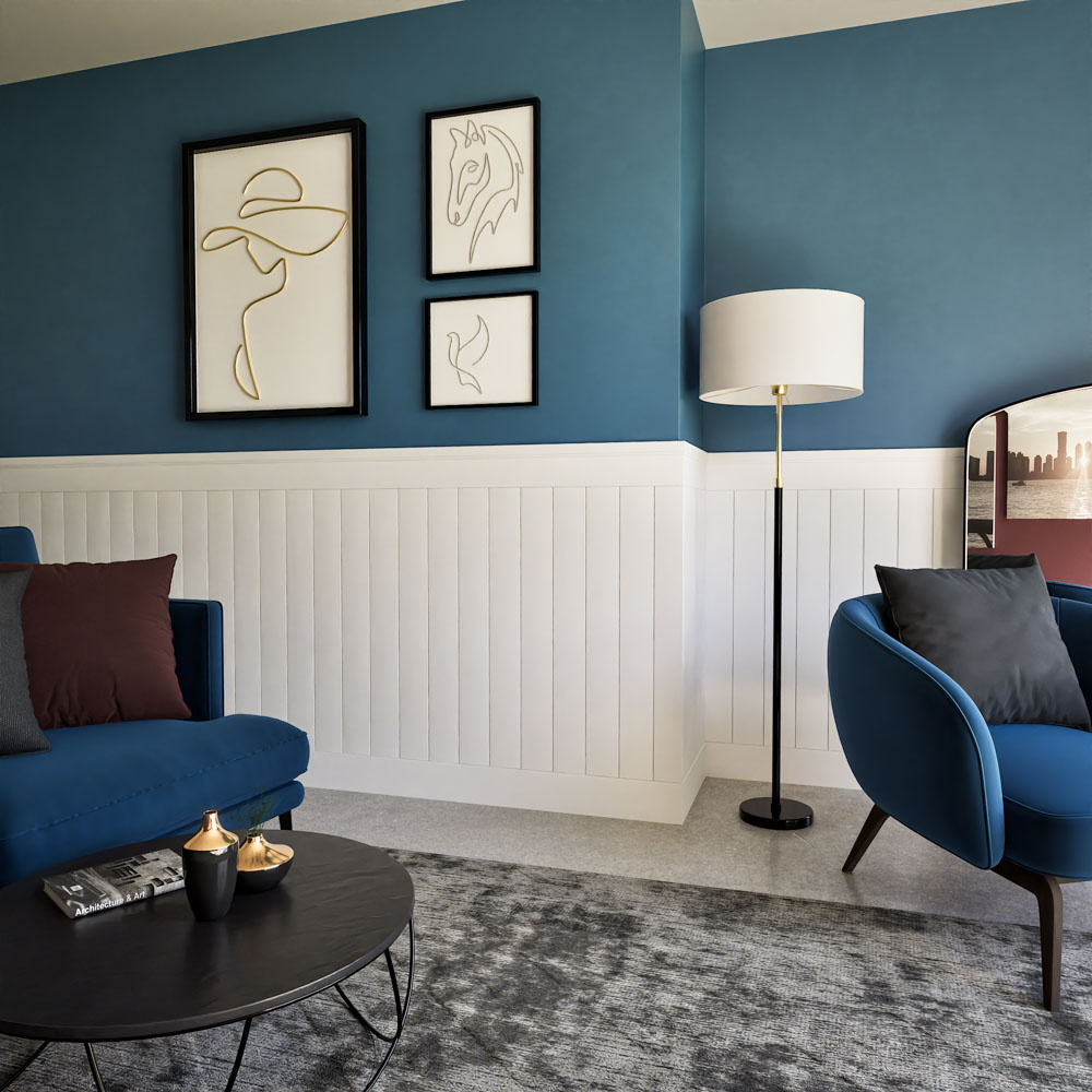 Lakierowana boazeria angielska PRIME-2, zestaw listew boazeryjnych MDF - wymiary 200 x 127 cm