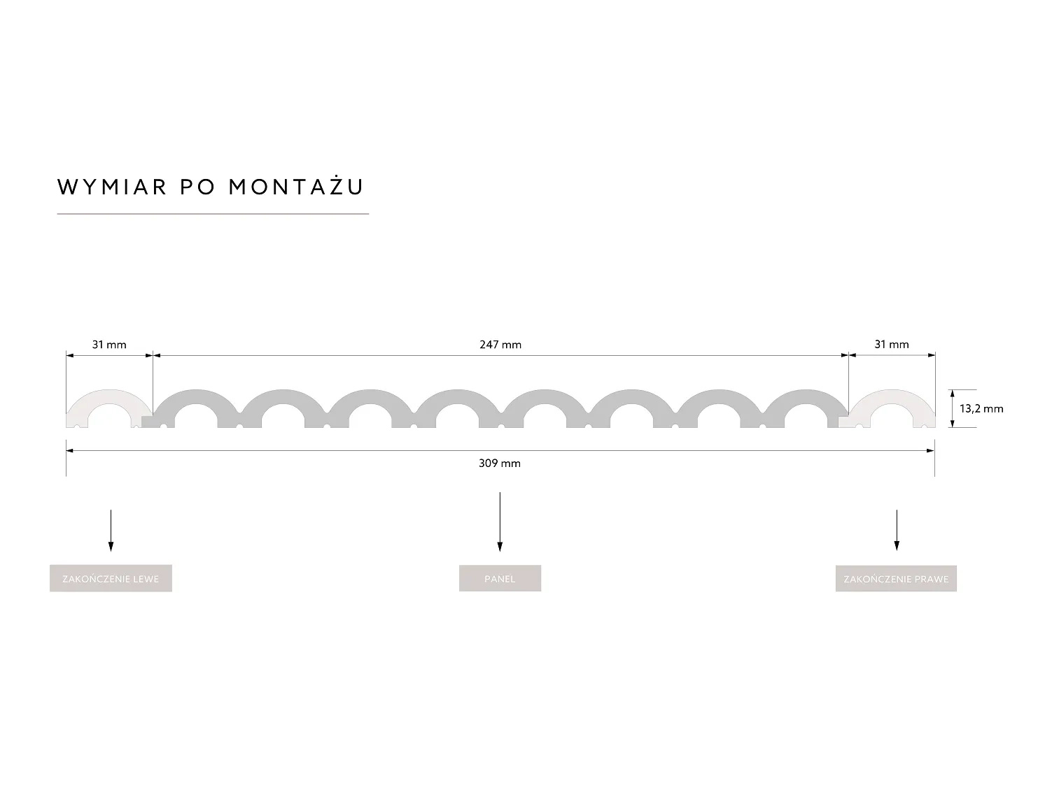 Lewe zakończenie panela ściennego WP001LP Duna biały RAL 9003 wym. 270 x 1.32 x 3.1 cm, z PolyForce