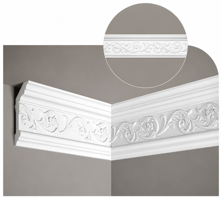 Listwa przysufitowa MDA072 biała wym. 200 x 6.4 x 14.8 cm, z ProFoam