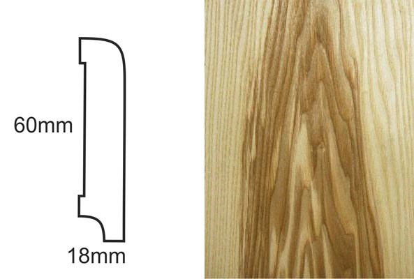 Listwa przypodłogowa fornirowana lakierowana CP60 (250 cm x 6 cm x 1,8 cm) jesion ciemny