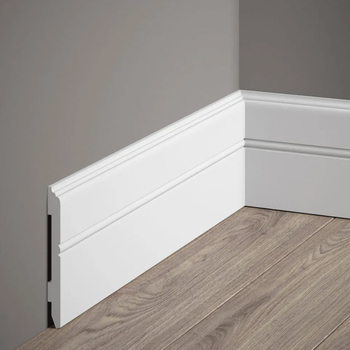 Listwa przypodłogowa Premium MD354P biała wym. 200 x 1.1 x 10.7 cm, z PolyForce