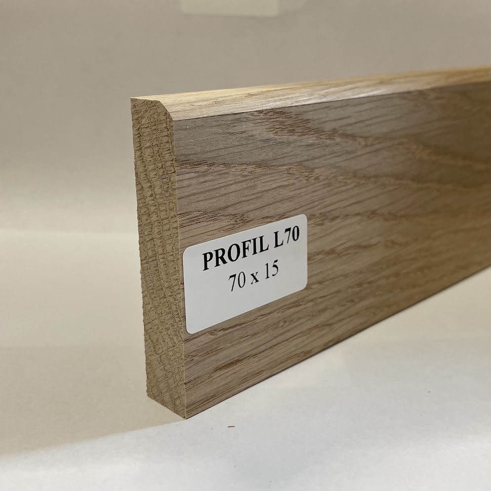 Listwa przypodłogowa dąb lity nielakierowana L70x15 (2200 - 2600 mm x 70 mm x 15 mm)