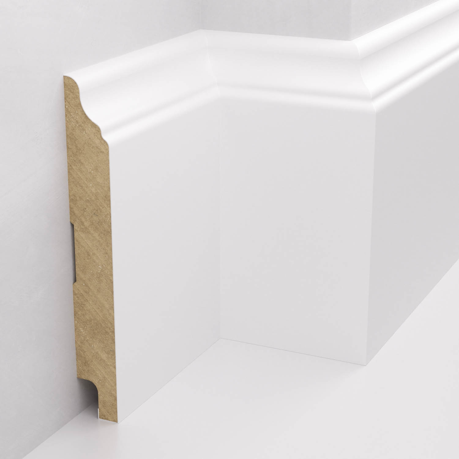 PRÓBKA 20 CM - Listwa przypodłogowa MDF lakierowana biała z wodoodporną powłoką HAVANA 12cm