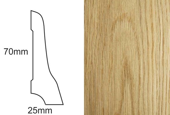 Listwa przypodłogowa fornirowana lakierowana LP70 (240 cm x 7 cm x 2,5 cm) dąb