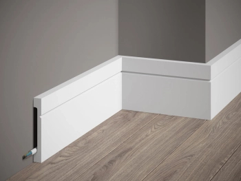 Listwa przypodłogowa MD356 biała wym. 200 x 1.6 x 10.8 cm, z PolyForce