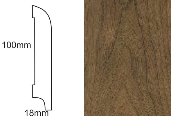 Listwa przypodłogowa fornirowana nielakierowana CP100 R25 (240 cm x 10 cm x 1,8 cm) orzech