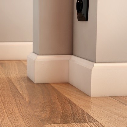 Listwa przypodłogowa MDF Plus Wzór F1 biała wilgocioodporna (262 cm x 8 cm x 1,6 cm) lakier półmatowy RAL 9003