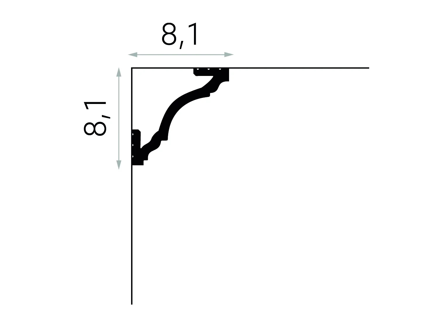 Listwa sufitowa MD213F biała wym. 200 x 8.1 x 8.1 cm, z flexu
