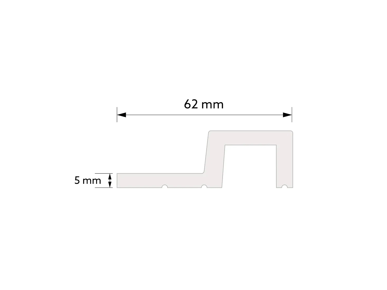Prawe zakończenie lameli L0304RT kolor ciemny dąb wym. 200 x 2 x 6.2 cm, z PolyForce