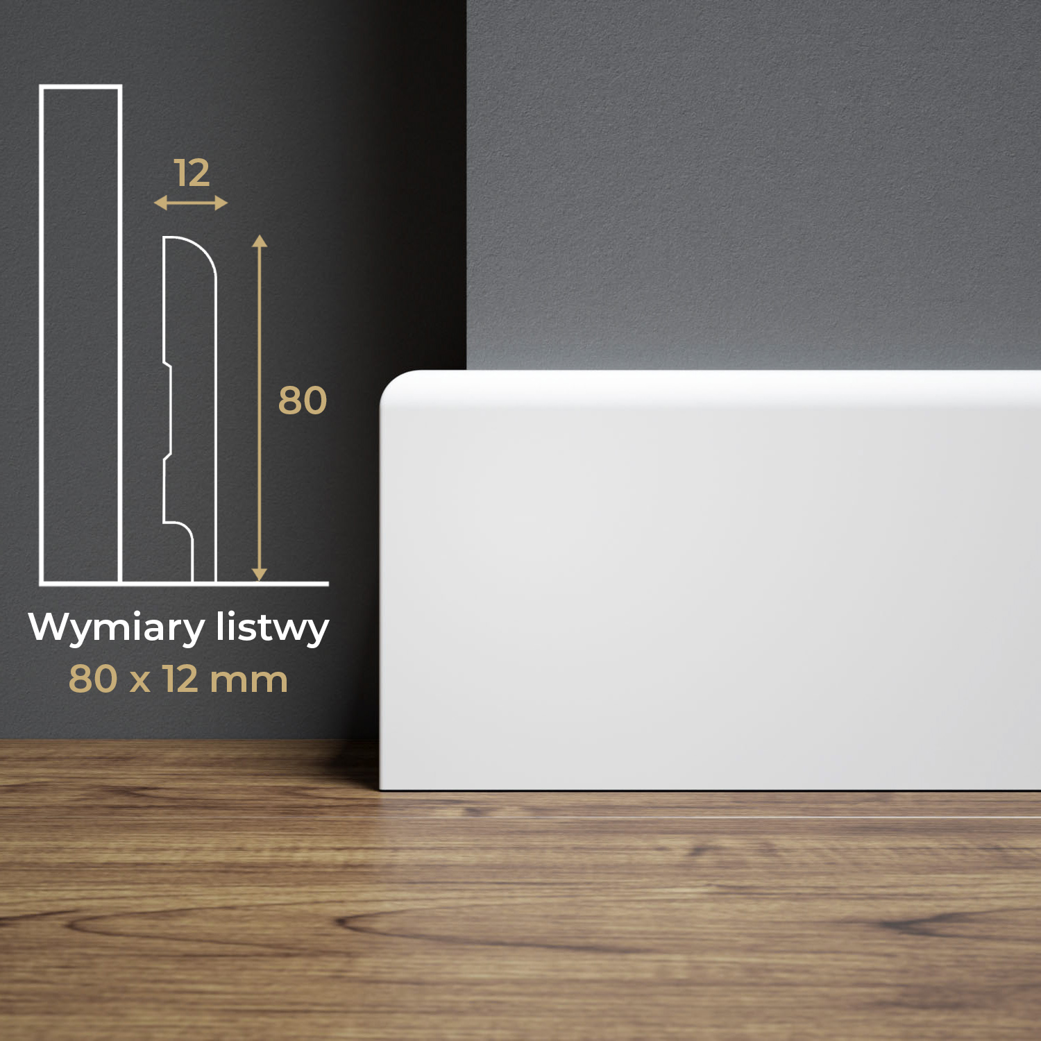 Listwa przypodłogowa MDF lakierowana biała z wodoodporną powłoką SOLO SLIM 8cm