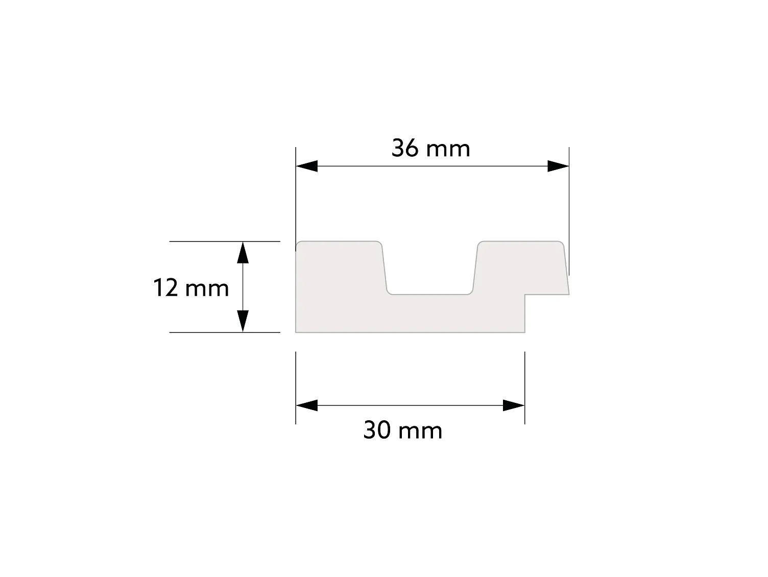 Lamela ścienna lewe zakończenie L0101LTP biała wymiary 200 x 1.2 x 3.6 cm, z PolyForce
