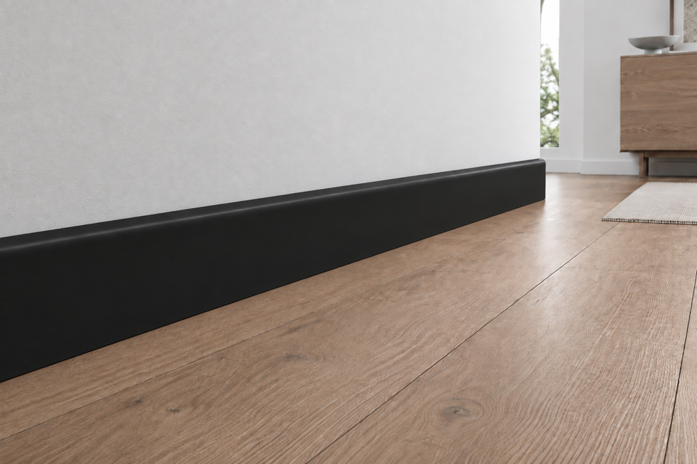 Listwa przypodłogowa MDF lakierowana czarna RAL 9005 - FOGE LB1 - 8cm